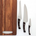 Knork  3-Piece Stainless Steel Chef Knife Set + Bonus Acacia Cutting Board